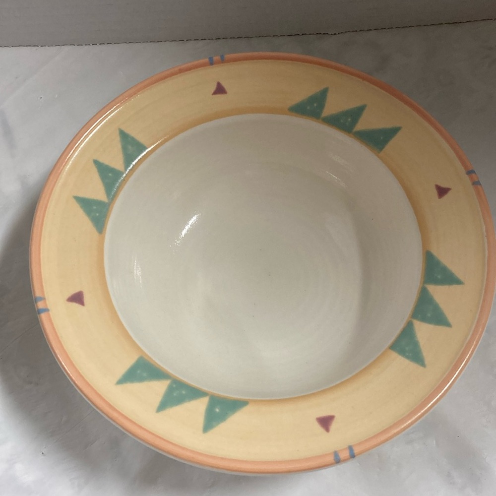 Taos Treasure Craft Cereal Soup Bowl Southwestern Print USA Discontinued Design
